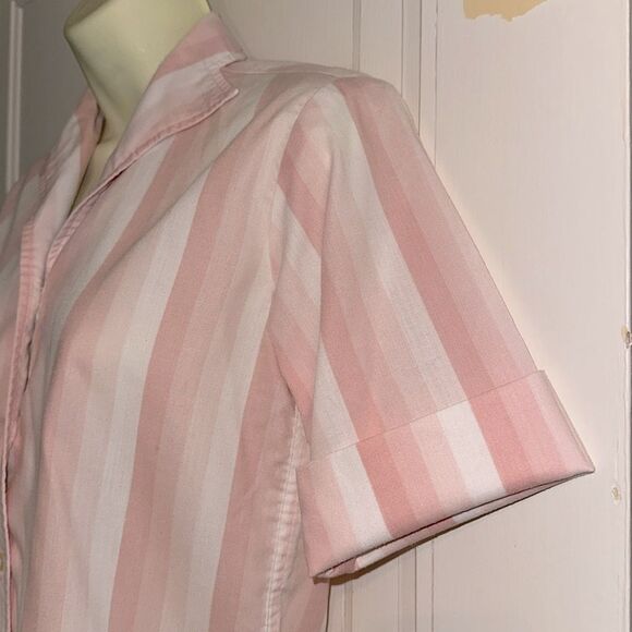 Vintage 60s Bobbie Brooks Pink & White Vertical Striped Short Sleeve Shirt - Picture 4 of 8
